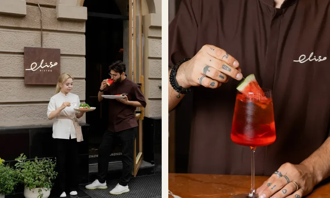 Дуо деталей интерьера и подачи в Eliso bistro