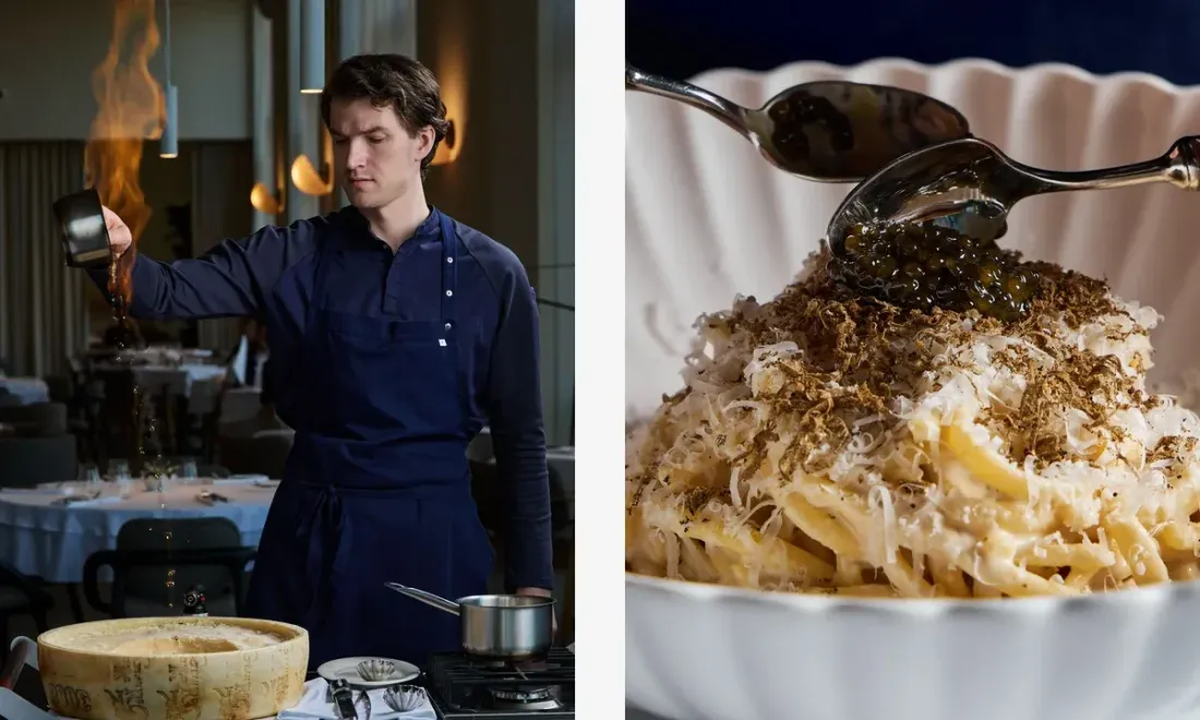 Шеф Богдан Гоголев готовит капеллини Grana Padano в ресторане Atlantica
