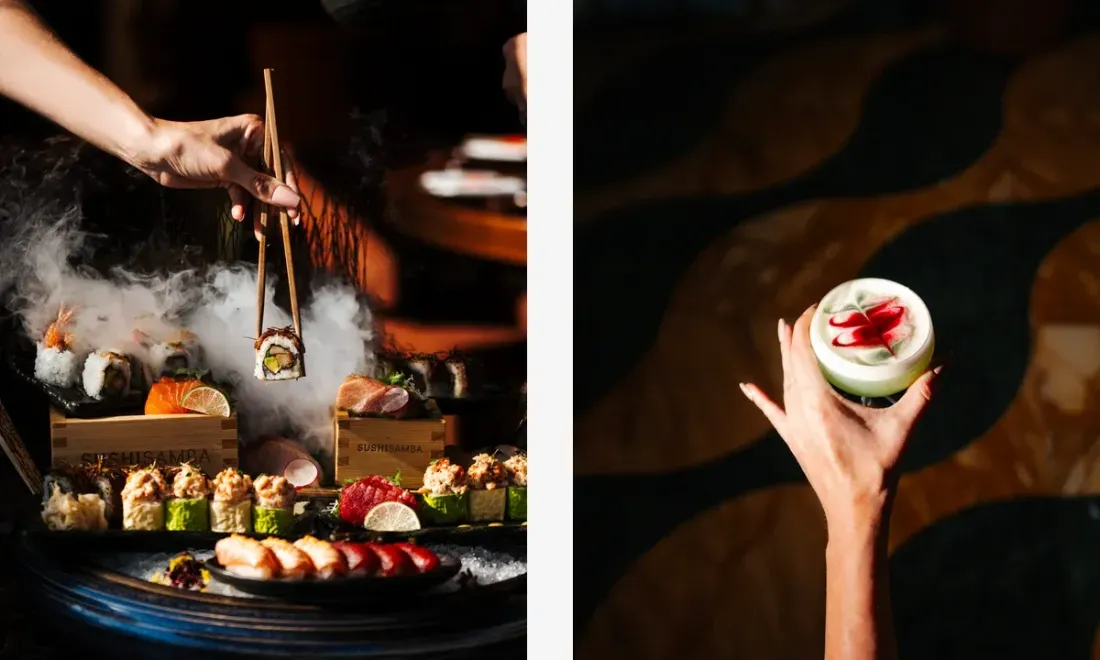 Блюда и коктейль SUSHISAMBA Dubai для гастролей на Мальдивах