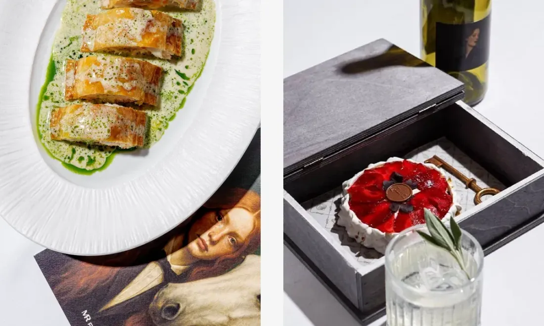 Рыбный пирог и десерт из меню «Архитектура вкуса» в Ivanka