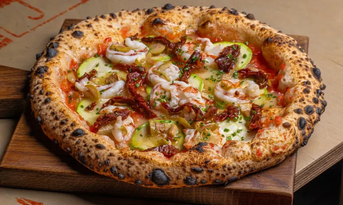 Шефская пицца Егора Калинина в Pizza 22 cm — лангустины, таледжио и медовый чили с трюфелем