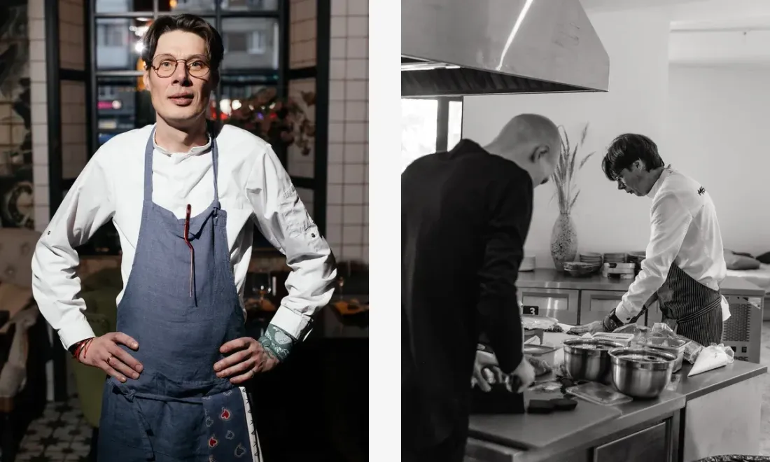 Alexander Nikolaenko y la preparación de la cena Sal y piedras del restaurante 19
