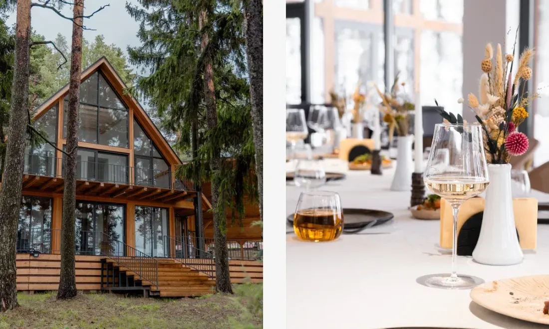 Mesa y espacio campestre Vremya Sezonov para la cena del restaurante 19