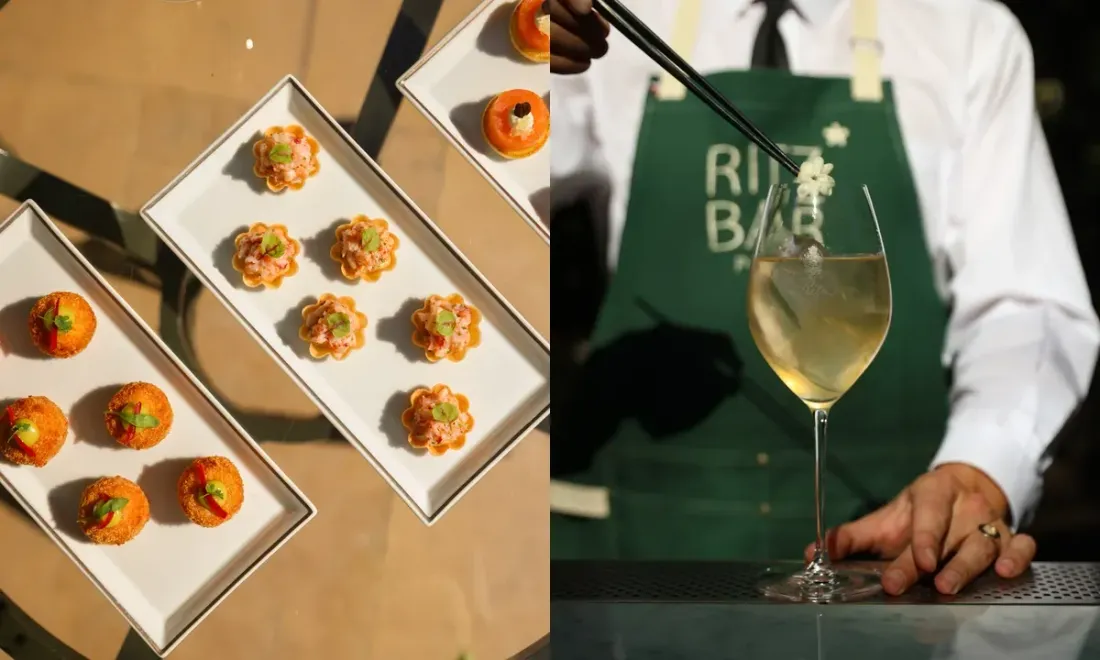 Закуски и шампанское в Ritz Bar Jardin