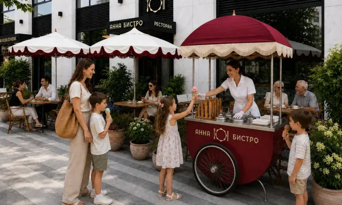 Anna Bistro отмечает год работы мороженым на веранде